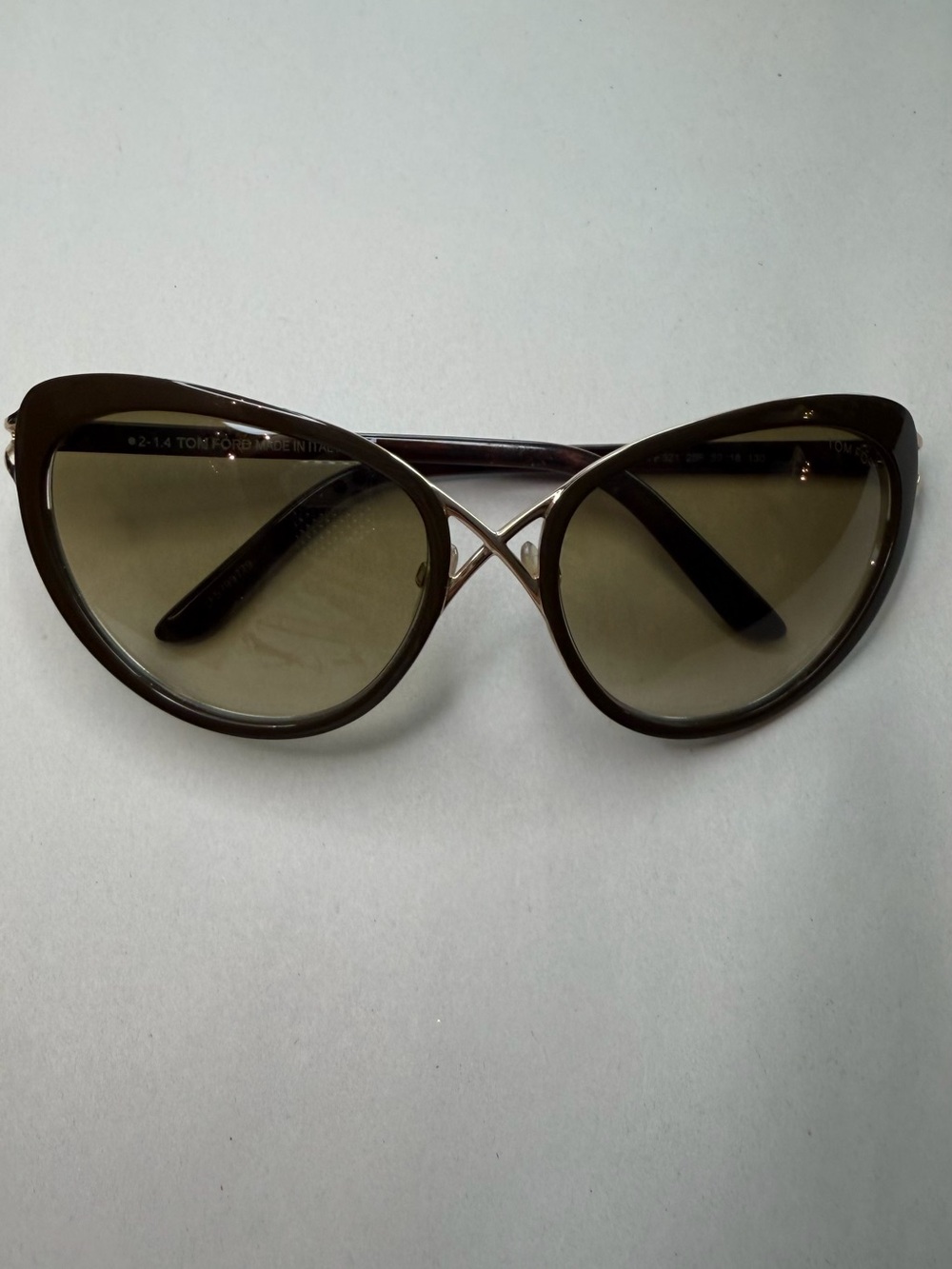 Tom Ford Brown Cat-Eye Sunglasses with Gold Bridge